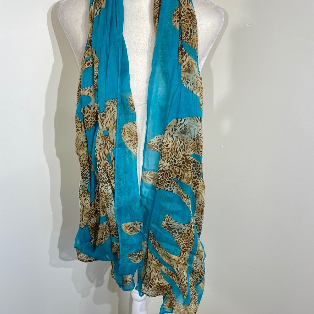 Leopard Print Blue Scarf